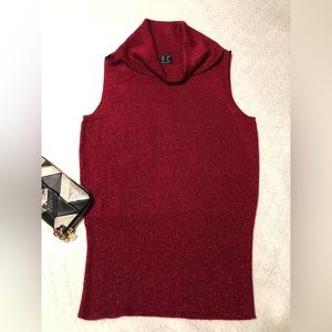 INC Red Sparkle ✨ Sleeveless Cowl Neck Sweater